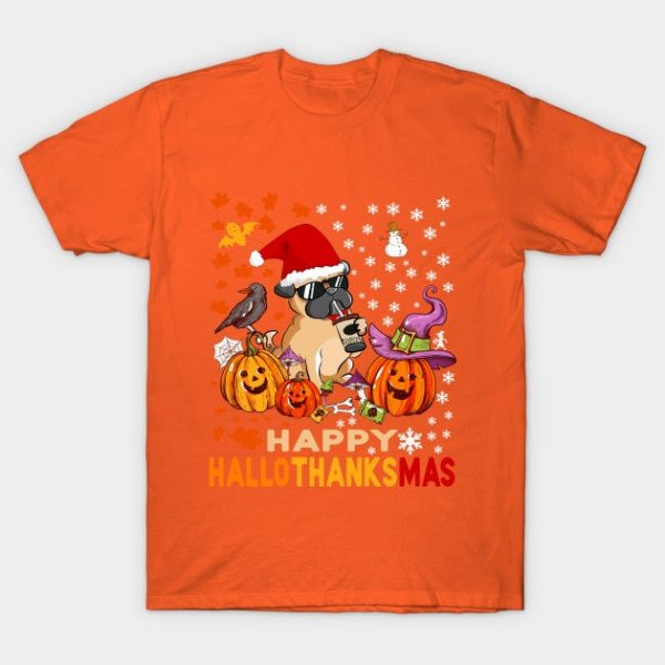 Funny Bulldog Halloween And Merry Christmas Happy Hallothanksmas