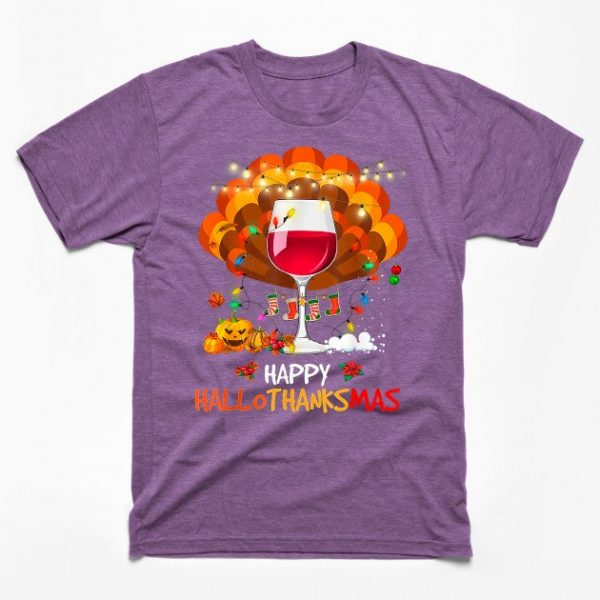 Wine Glass Thankgiving Funny Wine Happy Hallothanksmas Gift