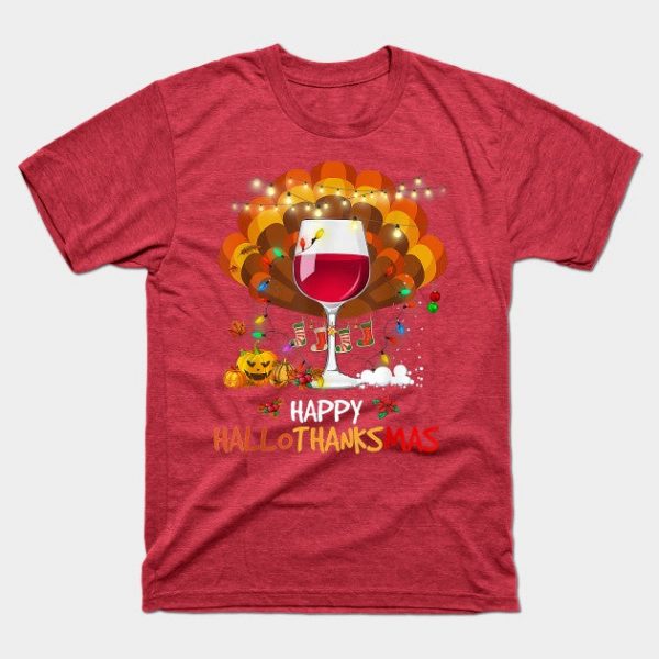 Wine Glass Thankgiving Funny Wine Happy Hallothanksmas Gift