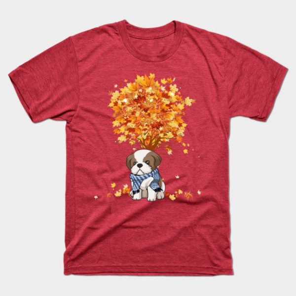 Cute Shih Tzu Maple Tree Thanksgiving Halloween For Dog Lovers