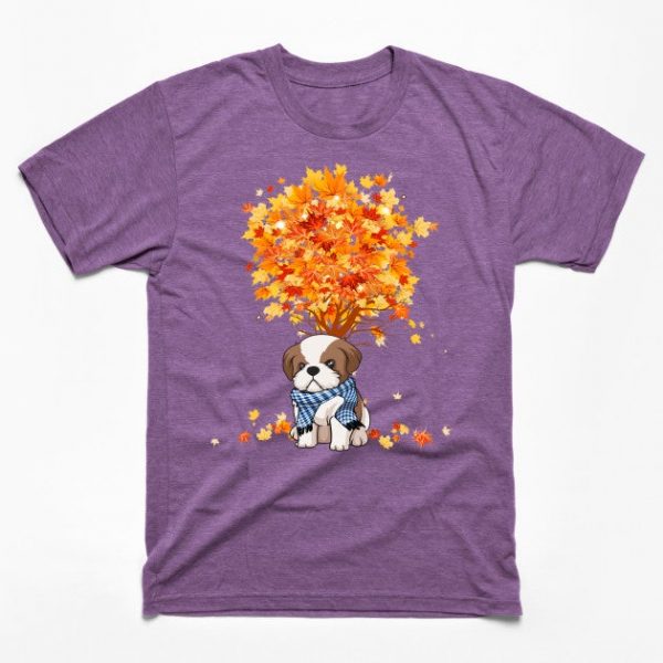 Cute Shih Tzu Maple Tree Thanksgiving Halloween For Dog Lovers