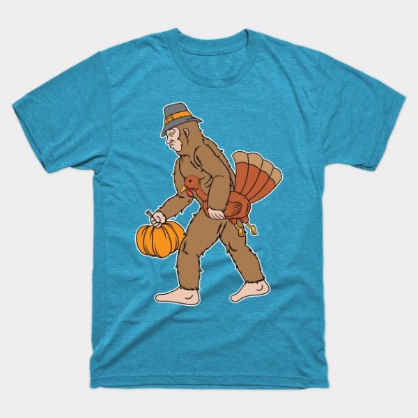 Thanksgiving Bigfoot With Pumpkin And Turkey Gift