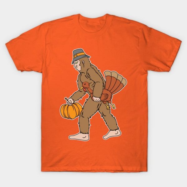 Thanksgiving Bigfoot With Pumpkin And Turkey Gift