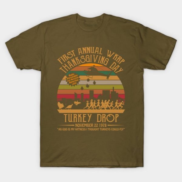 First Annual WKRP Thanksgiving Day Turkey Drop Vintage Retro T-Shirt WKRP in Cincinnati