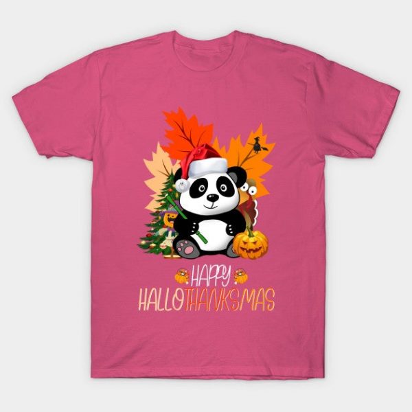 Happy Hallothanksmas panda Halloween Thanksgiving Christmas