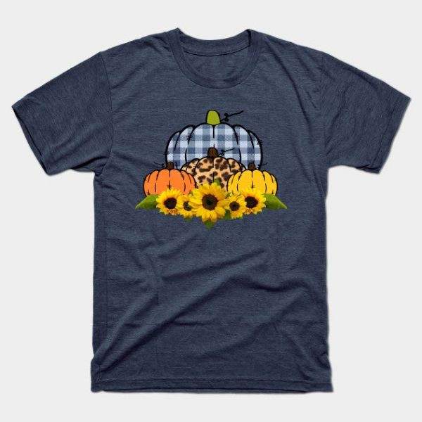Plaid and Leopard  Print Pumpkin with Sunflowers Fall Autumn