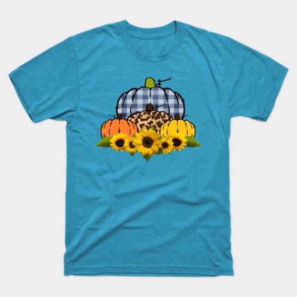 Plaid and Leopard  Print Pumpkin with Sunflowers Fall Autumn