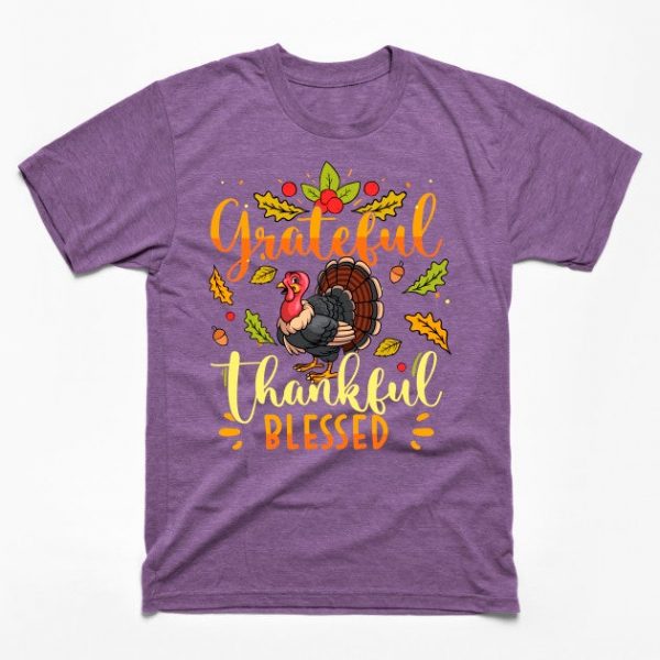 Grateful Thankful & Blessed Turkey Pumpkins Fall Thanksgiving