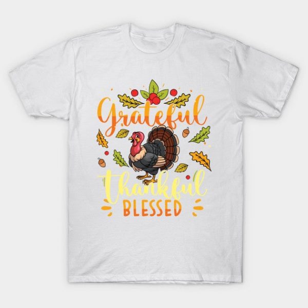 Grateful Thankful & Blessed Turkey Pumpkins Fall Thanksgiving