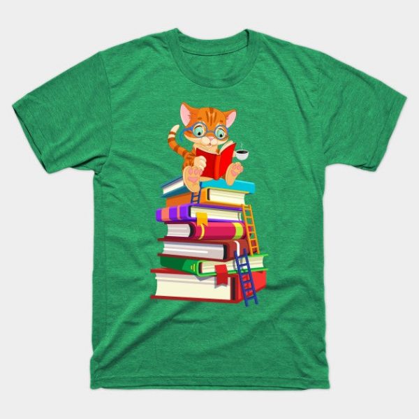 Funny Book Cat Tea Reading Reader Nerd Lovers Gift