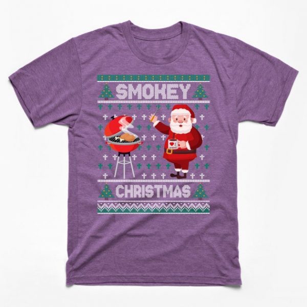 BBQ Santa Grilling Roast On Smoker Ugly Smokey Christmas