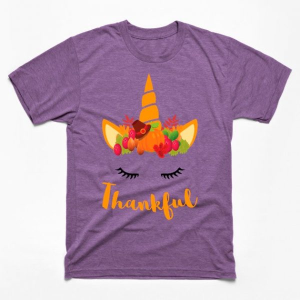 Unicorn Thanksgiving Women and Toddler Fall T-Shirt Thankful