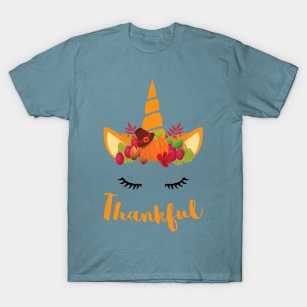Unicorn Thanksgiving Women and Toddler Fall T-Shirt Thankful