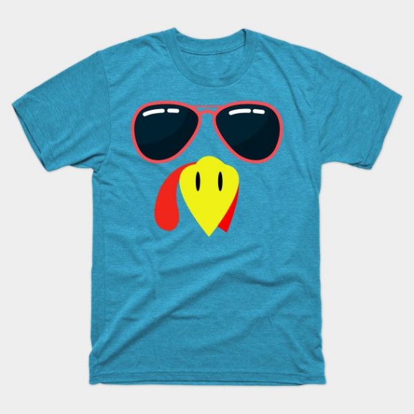 Cool Turkey Face Thanksgiving Wearing Sunglasses Funny Gift Idea for Turkey Day.