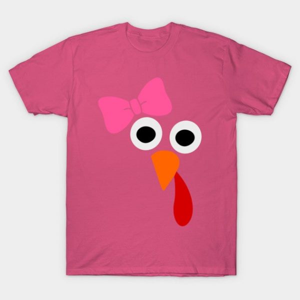 Cute Turkey Face with Pink Bow